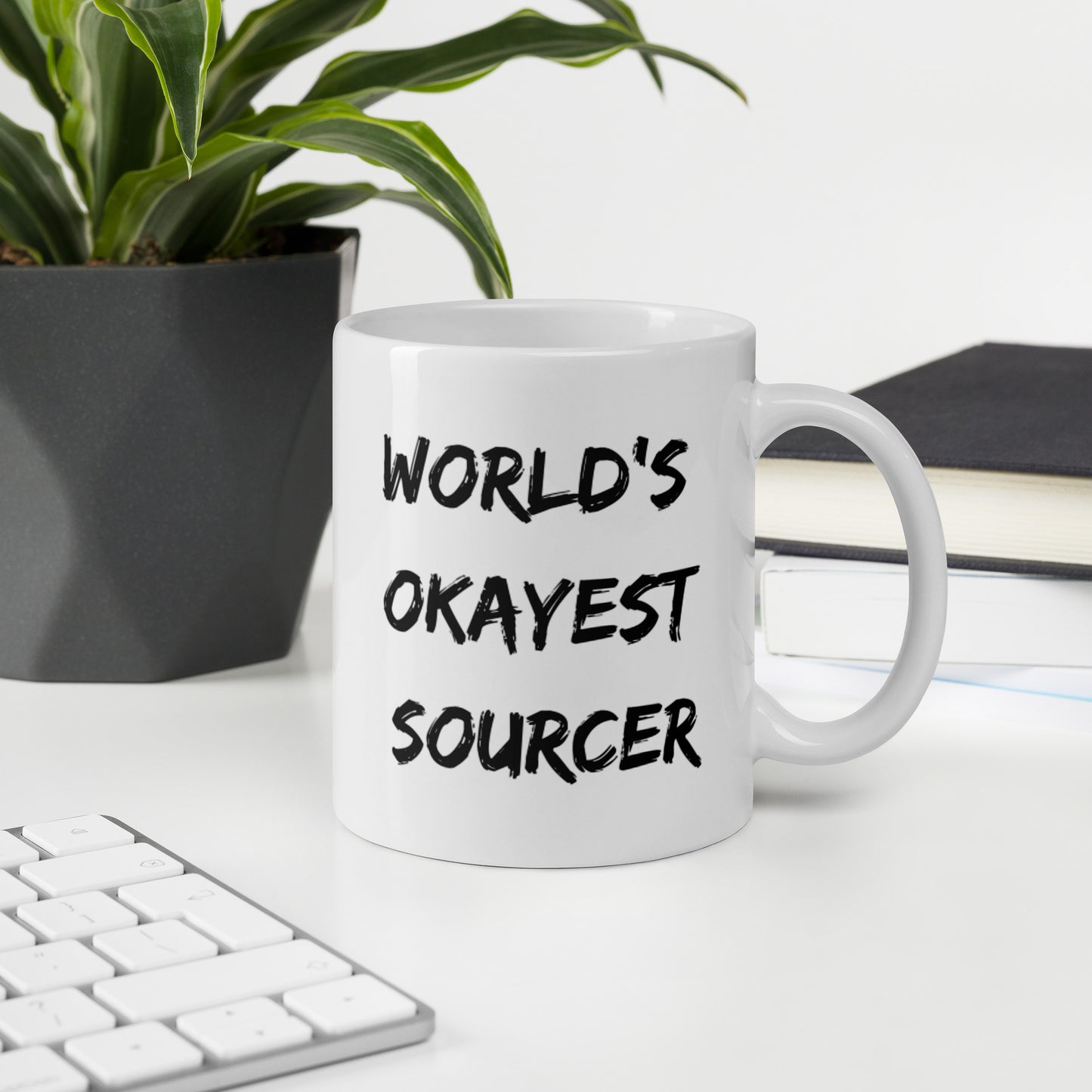World's Okayest Sourcer - White glossy mug